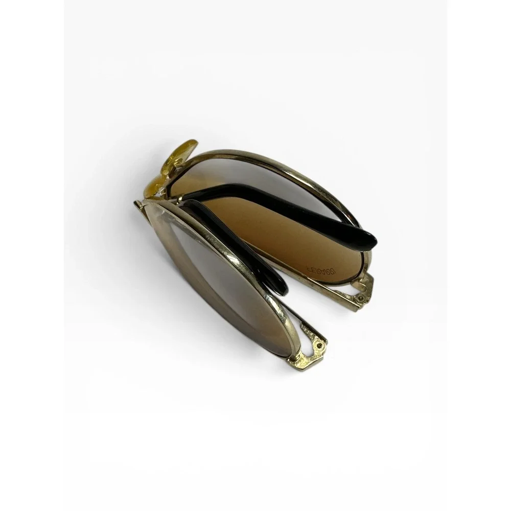 Ferrari Folding Aviator Sunglasses Mens Gold Brown Gradient Vintage Case